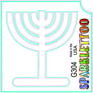 212 MAIN Ruby Red Stencil Glitter Tattoo - G304, 3-Ply Menorah Design, Glitter Finish, 1.5x2.3x2.3 in, Pack of 100, FDA-Safe, for Men's Special Occasion Costumes & Accessories