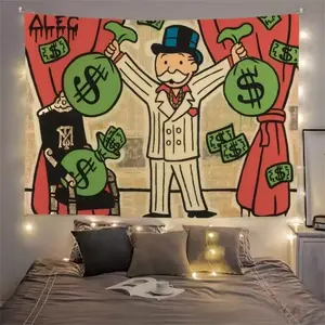 Monopoly Dollar Hanging Tapestry - Rich Man Game Theme, Bohemian Mandala Art Design, Boho Shabby Chic Home Bedroom Decor