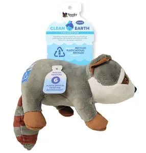 Spunky Pup Clean Earth Recycled Plush Toys - 100% Sustainable: Large/Raccoon