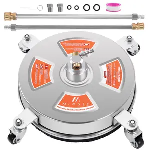 M MINGLE 14'' Pressure Washer Surface Cleaner Attachment, Driveway Power Washer Accessory with 2 Extension Wand, 1/4" Quick Connect, 4000 PSI