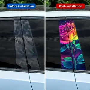 Rose Pattern Car Window Sticker, Car B-pillar Sticker, Car Decorative Sticker, Car Exterior Decoration Accessories for Car Window, Car Body, Car Bumper, Car Decals