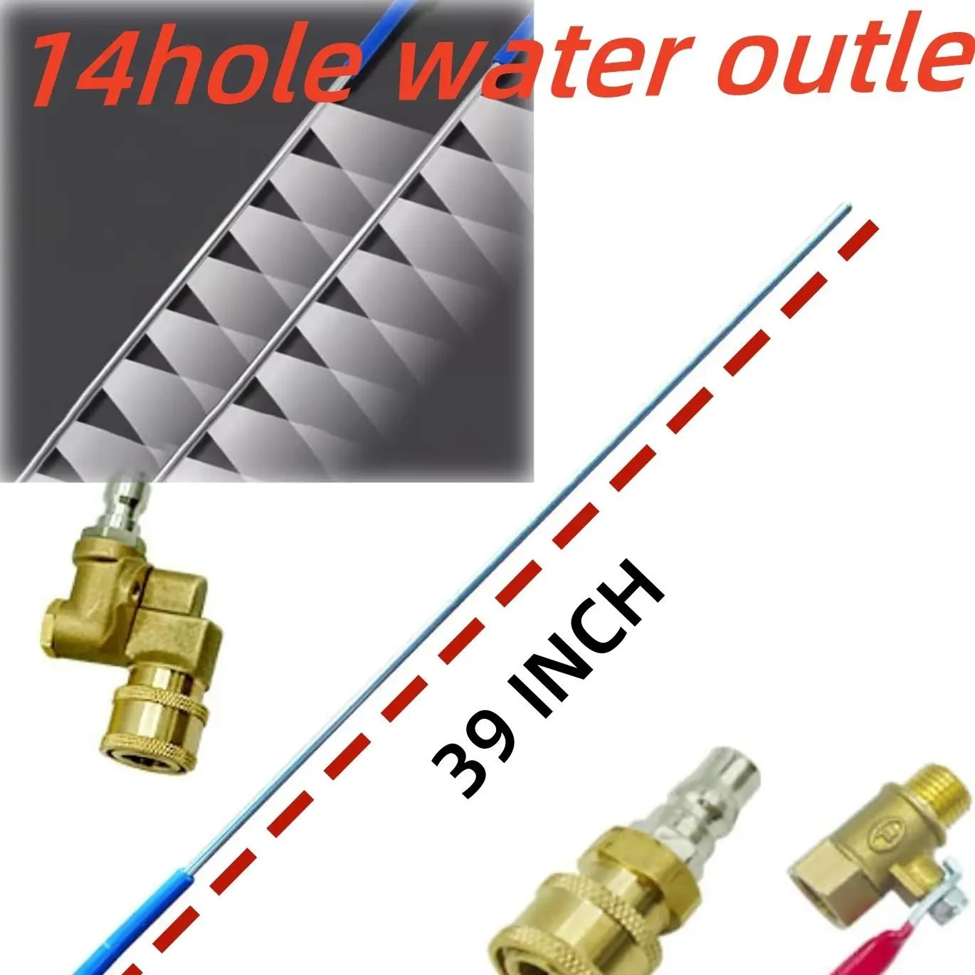 GJANSH 39 Inch 14 Hole Portable Radiator Cleaning Wand 4500 PSI Radiator Flush & Cleaner Tool with 2 Quick Couplers for Household Cars Trucks & RV Radiators - Handle