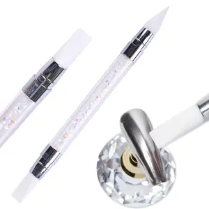 2pcs Premium Silicone Home Nail Art Brush Pen - Nail Art Tools - Create Stunning 3D Designs, Mirror Glitter Effects, UV Gel Polish - Versatile Dotting & Painting Tool for Salon-Quality Manicures