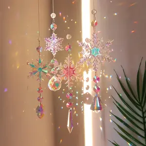 Elegant Crystal Snowflake Decorations Set, Christmas Tree, Party Gift, Anniversary & Birthday Present, Colorful Glittering Winter Ornaments