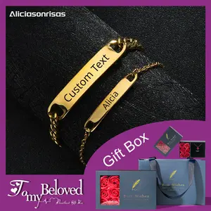 B52 Customized English Couple Bracelet Stainless Steel Gold Bracelet Holiday Anniversary Gift