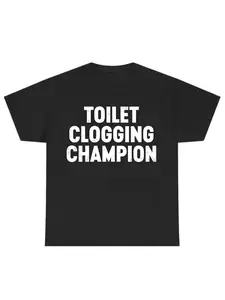 Funny Prank Gift T-Shirt, Toilet Champion Theme T-Shirt, Humorous Print T-Shirt, Ideal for Laughter, Unique Design, Perfect Gift Choice