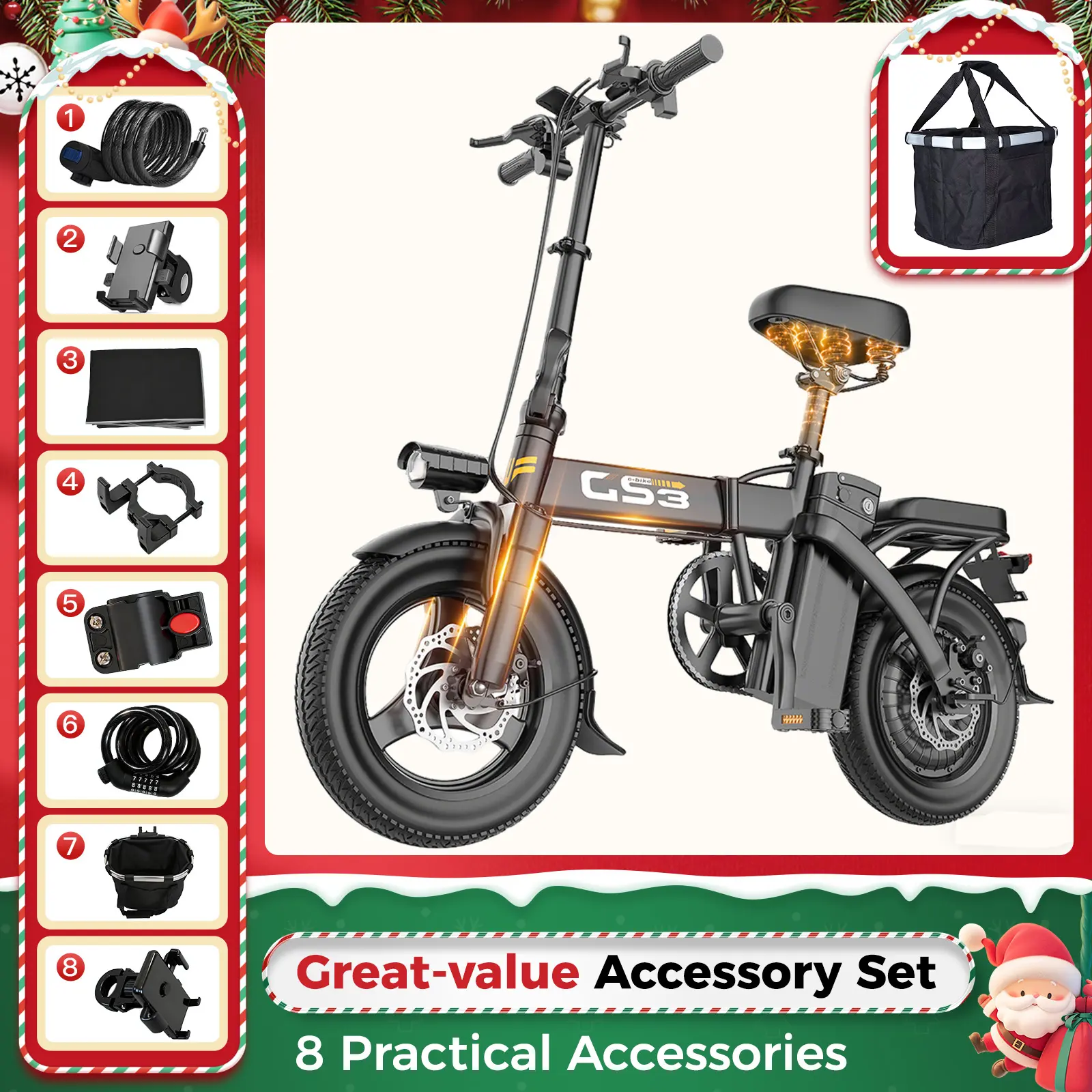 TOOFLY High-Powered 48V 15Ah 740W l foldable l Electric Bike, 14-Inch Tires, Lightweight Electric Bicycle for Adults, 20 MPH Max Speed, Long-Lasting Battery, Commuter Ebike, Folding E-Bike for Travel, Best Electric Bike for Adults, Accessories discbrake