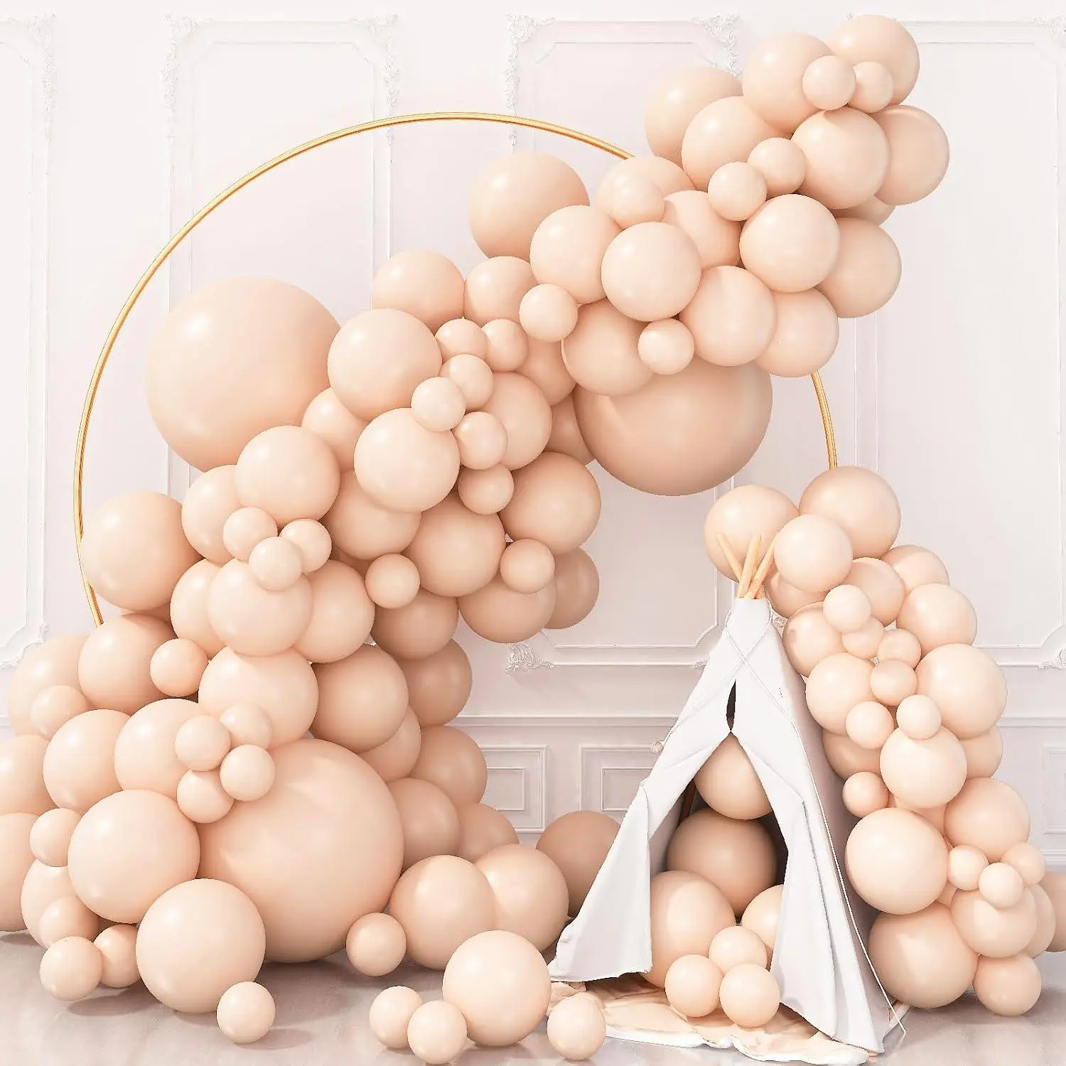 Double Stuffed Blush Balloons Different Sizes Cream Blush Pink Balloon Garland Arch Kit 18 12 10 5Inch Pastel Peach Nude Helium Latex Balloons For Boho Birthday Wedding Bridal Shower Party Decorations