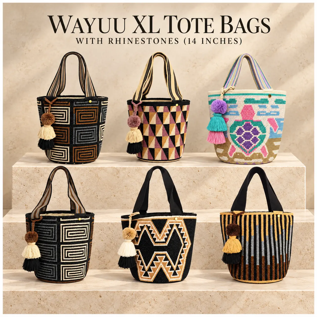 XL WAYUU BEADED MOCHILA BAG