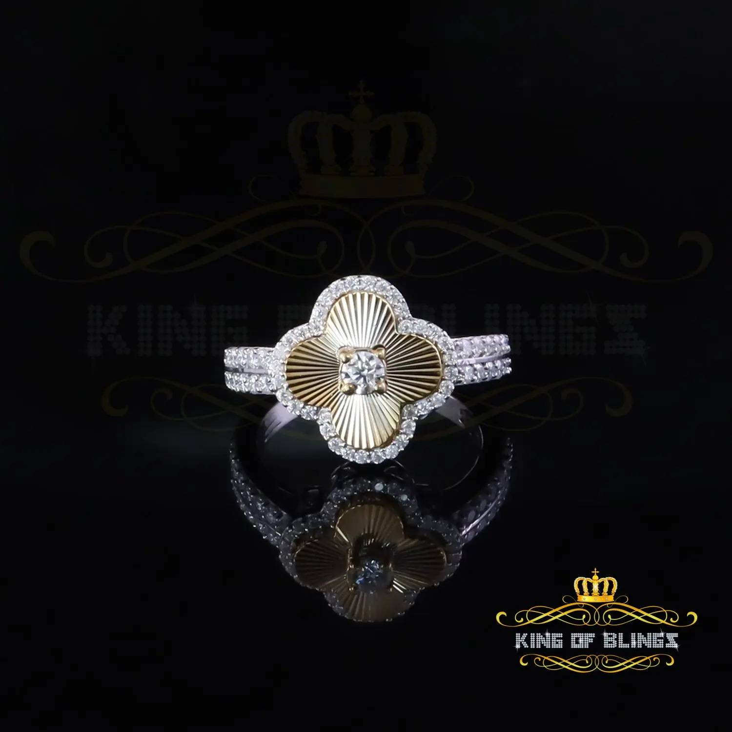 King Of Bling's 1.25ct VVS D Silver Solitaire Moissanite For Women's White Good Luck Ring SZ 7