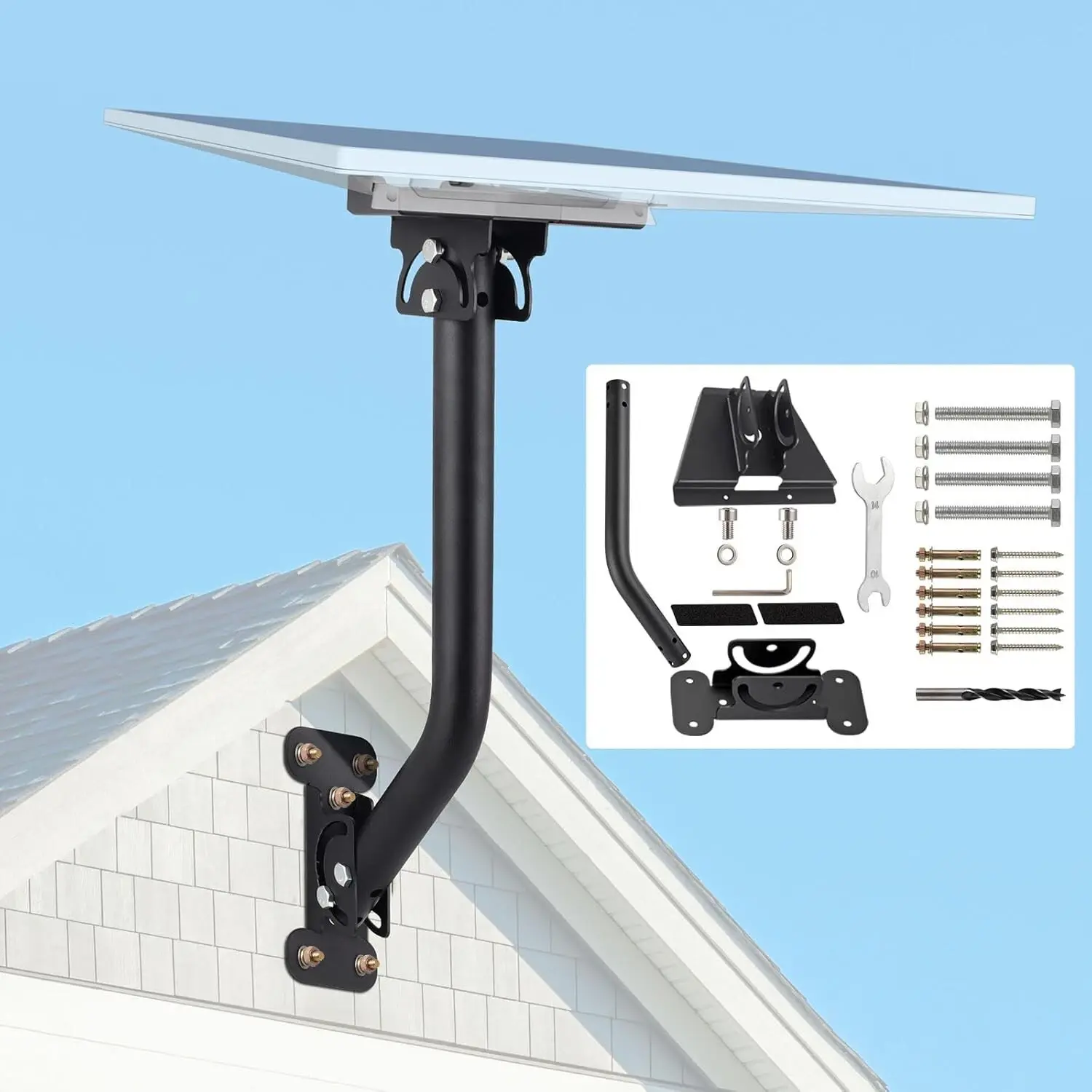 Starlink Gen 3 Heavy-Duty Metal Alloy Wall Mount - 180° Adjustable Adapter Base, Galvanized Matte Finish, Quick & Easy Installation for Residential, Commercial Buildings, Sloped/Flat Roofs, Concrete, Masonry, Wood Walls (Includes Screws)