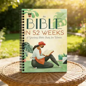 Premium Spiral Bible Study Workbook 'The Bible in 52 Weeks for Women' – Durable Binding, Warm Boho Artwork, Structured Weekly Layouts for Scripture Reading, Reflection & Prayer, Perfect for Personal Worship, Church Groups & Long-Term Spiritual Growth