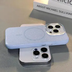Luxury Glitter Bling For Magsafe Magnetic Case For iPhone 16 13 15 14 11 12 Pro Max Wireless Charge Silicone Shockproof Cover