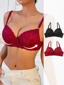 Women's Lace Bra Underwire Push-Up Shaping Lingerie for Smaller Busts Provides Lift and Side Support to Minimize Side Spillage A Sexy Bra for Everyday Womenswear