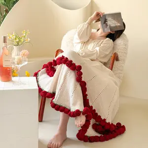 Women's Day Crochet Flower Bouquet Rose Blanket 2-in-1 Handmade 3D Knitting Round Design 31-62 inch for Mother’s Day Birthdays Anniversary Gifts