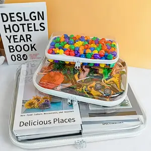 Transparent Zipper Storage Box Bin, Durable Plastic Container, Stackable Organizer for Toys and Crafts, Dust-Free Design, Multiple Sizes Available, Organizing