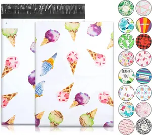 100 Pack Poly Mailers, 10X13 Envelopes Plastic Custom Mailing Shipping Bags, Poly Mailer Envelope With Self Seal Adhesive Strip - Waterproof & Tear-Proof Plastic - Ice Cream