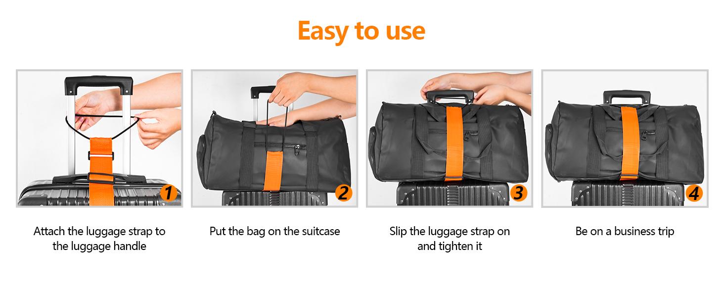 Bag Luggage Straps 2 Pack, Adjustable Bungee Elastic Belt to Connect Two Suitcases, Secure Carry On & Travel Essentials