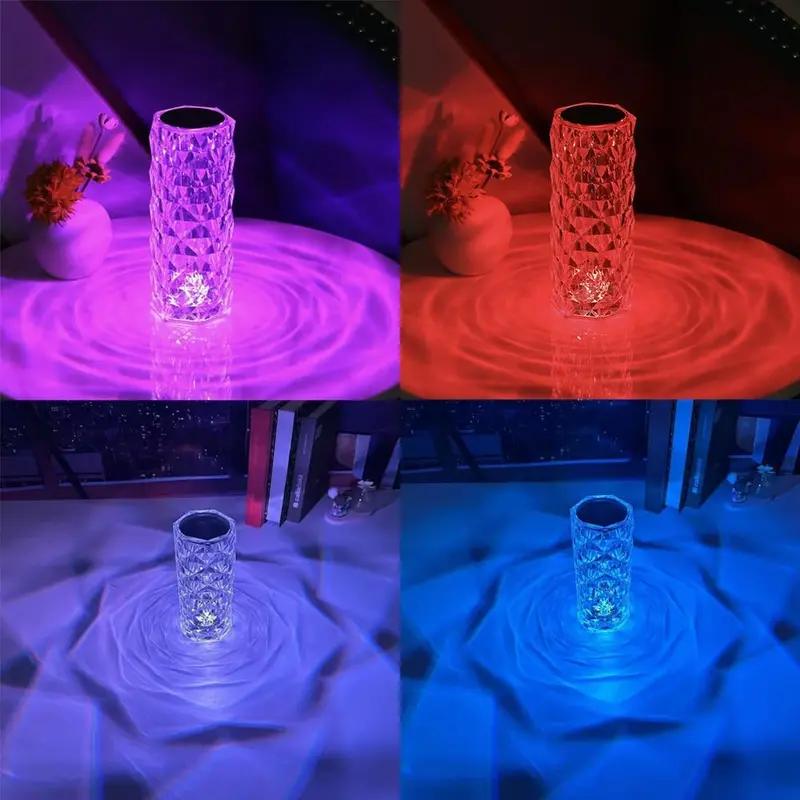 Rose Atmosphere Table Lamp Bedroom Bedside Table Lamp Touch Charging Creative Night Light Three-tone Dimming Color Colorful Remote Control Touch Switch Brightness Can Be Adjusted Freely crystal