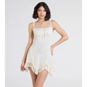 Desert Sun Lace Ruffle Mini Dress