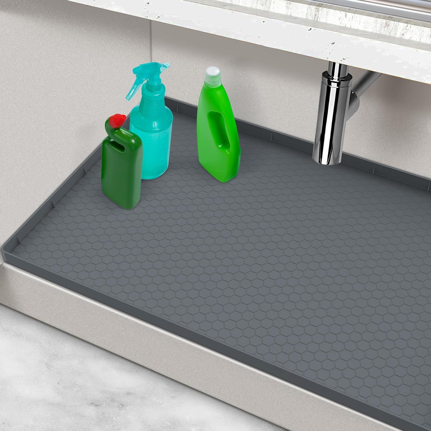 MECHEER Silicone Under Sink Mat Waterproof 34" x 22" for Kitchen Bathroom Cabinets Tray,Shelf Coasters Organization Liner Tableware, Home Improvement