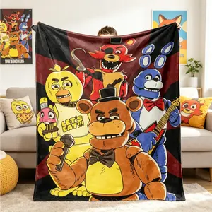 Countdown Sale FNAF Plush Flannel Blanket, Super Soft Warm Nap Throw for Adults Kids, Office Sofa Travel All Season Fan Gift