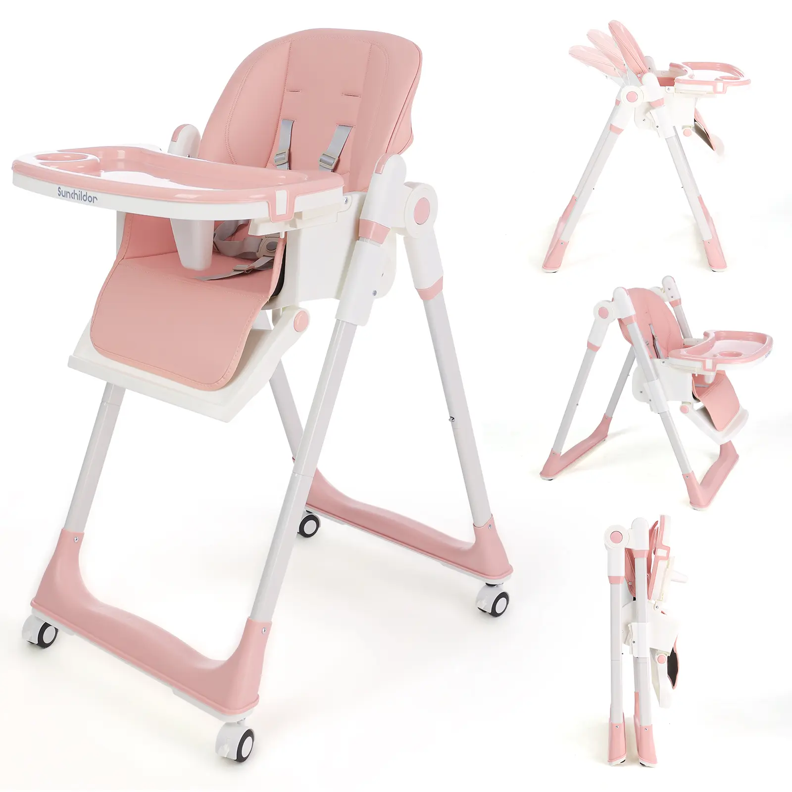 2025 New Spring Trends Convertible High Chair - Adjustable Baby Highchair with 5-Point Harness, Safe Portable Folding Seat, Suitable for Newborns to Toddlers