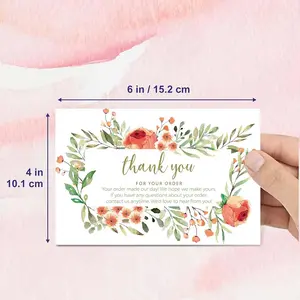 Orange Floral Thank You Card, Pack of 50