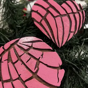 Hand-Painted Wooden Concha Ornament for Mexican-Themed Celebrations