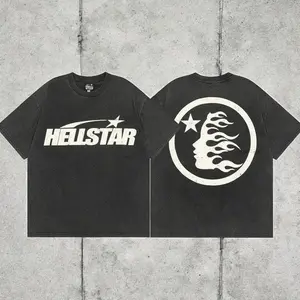 Hell-star Logo Y2K Aesthetic T Shirt, Harajuku Tee, Goth Punk T-Shirt, Alternative Clothing, Y2k Graphic Shirt, Shirt, Cotton Shirt, Vintage Shirt, Crewneck Shirt, Streetwear, Oversized T-Shirt Casual Top Unisex INS 80F
