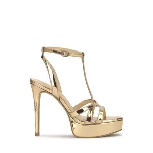 Sippete Platform Sandal in Gold - Leather, Summer Footwear for Women, Comfortable Design, Ideal for Walking