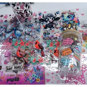 Random Cartoon 20pcs 16oz UVDTF Cup Stickers--DIY Crafting To Decorate Your Cup Vinyl Decal