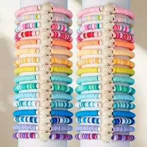 16pcs Pastel Bohemian Turtle Bracelets - Polymer Clay Stackable Stretch Set with Turtle Charms, Suitable for Women & Men, Casual Beach Jewelry for Birthdays, Parties, Summer Vacation Gift, Year-Round Wear