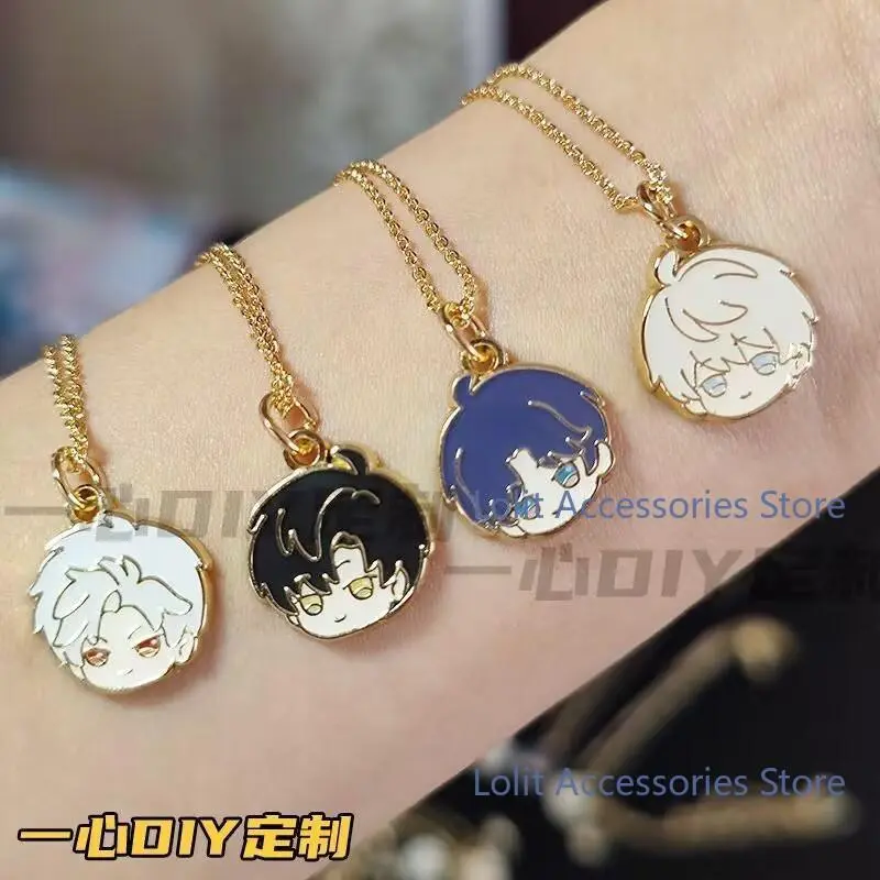 Sylus Rafayel Game Love and Deepspace Caleb Xavier Zayne Q Version Metal Necklace Bracelet Pendant Jewelry Chain Birthday Gift