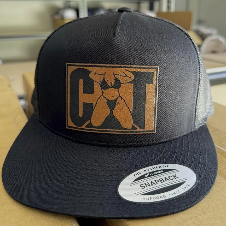 CAT Girl Naughty girl Snapback Flat Bill Trucker Hat leather patch Hat -Sun Protection, basic hat, gift for him, birthday present