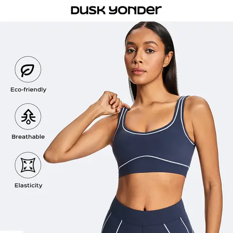 Women's Sports Bra - Breathable Recycled Nylon Blend, Lightweight Sculpt Fit, Mesh Detail, Removable Pads, Open-Back U-Neck, Light Support for Yoga, Pilates, Gym and Volleyball All-Season Activewear