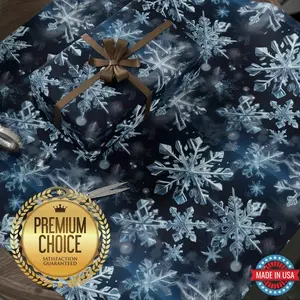 Snowflake Gift Wrapping Paper, Christmas Snow Gift Wrap, Icy Blue Wrapping Paper for Holiday Presents