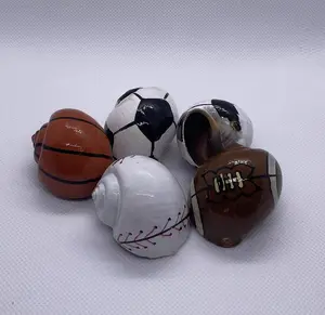 Painted Hermit Crab Shells in Sports Ball Designs 1.25" - 2". Pack of 5. Pack of 10