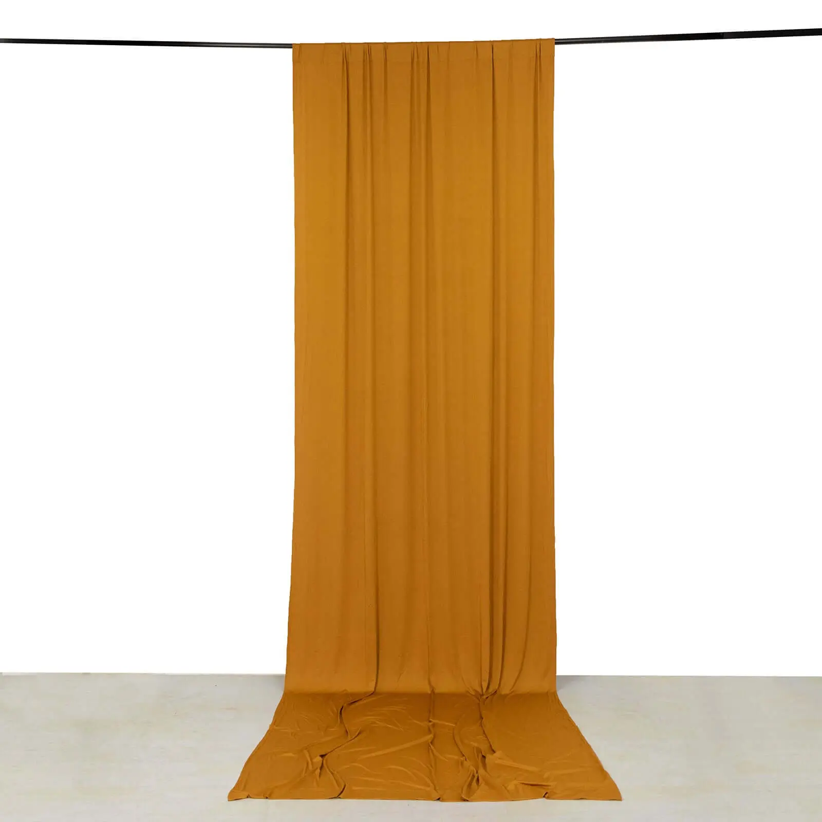 Gold 4-Way Stretch Spandex Backdrop Drape Curtain - 5x14 ft, Wrinkle-Free, Draped, Hangable, Machine Washable Wedding Party Decoration, Rod Pocket Window Treatment, Event Divider Panel, Wedding Party Backdrop, Wall Hanging Backdrop