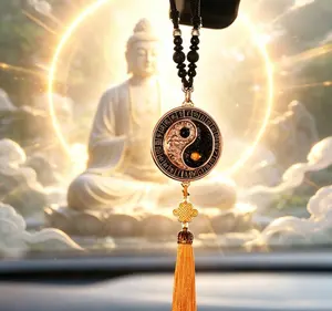 Yin-Yang Five Elements Taoist Pendant, Buddhist-themed Peaceful Car Interior Decoration