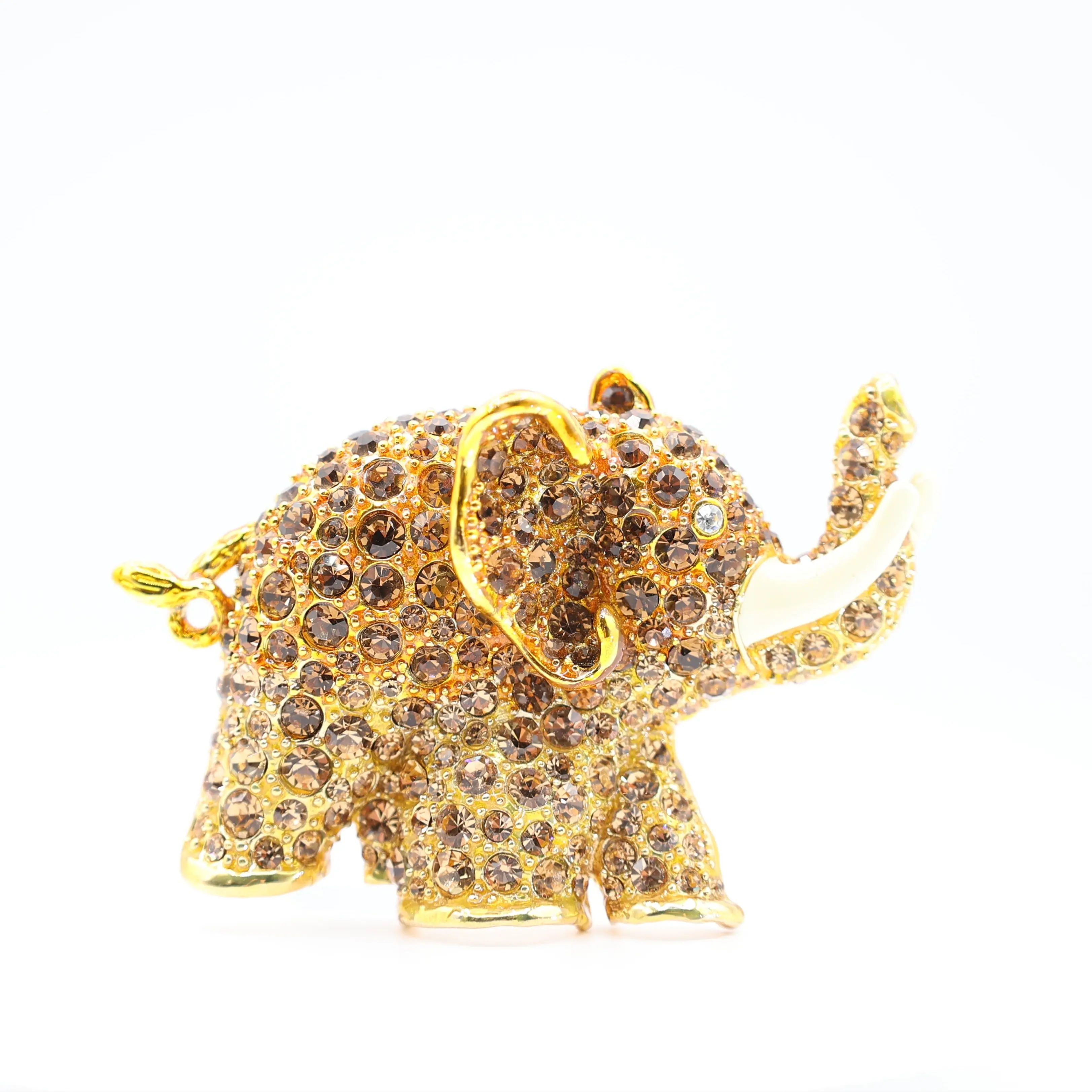 Amanda Borghese Yellow Elephant Brooch Trunk Up Pin