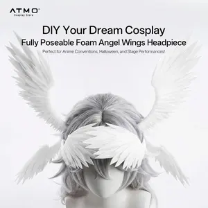 Paint-Accented Bendable EVA Foam Angel Wing Hair Accessory Headband - 1 Size Fits All, Lightweight, Cosplay Halloween Party Photo Prop, Funky Unique Fashion Accessories