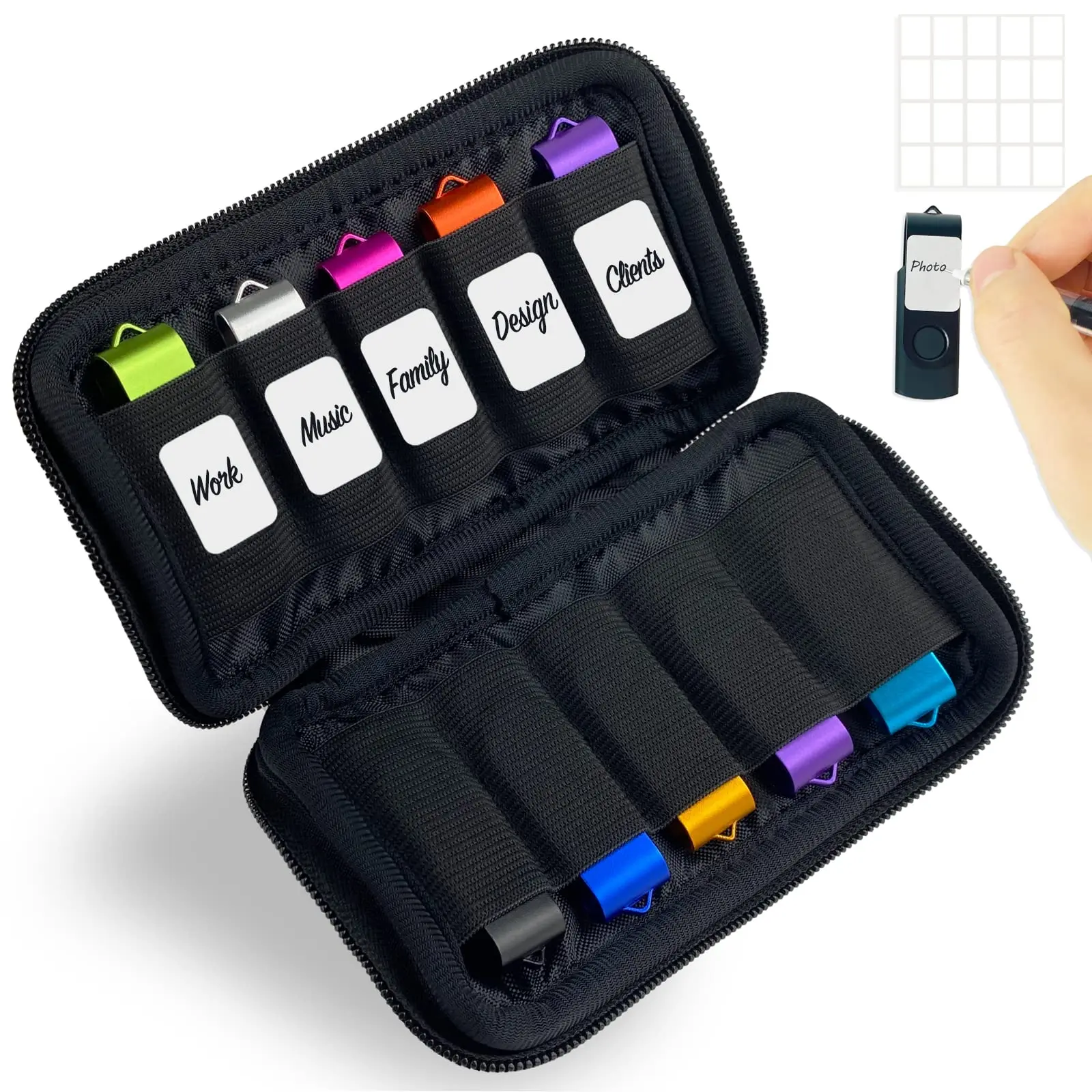 USB Holder Storage Bag, Electronic Accessories Organizer for USB Flash Drive, USB Case, Thumb Drive Caes, Jump Drive Case, USB Organizer