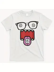 Dizzy Domo Ku Cartoon Graphic T-Shirt - Unisex Soft Breathable Cotton Tee with Playful Domo Ku Design, Lightweight Crew Neck Short Sleeve, Machine Washable for Casual Casual Attire, Relaxed Style, Fun Fashion, Easy Care, Printed Top, Streetwear Lovers