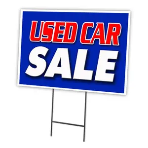SignMission  12 x 16 in. Used Car Sale Yard Sign & Stake Outdoor Plastic Coroplast Window