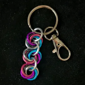 Genderfluid Pride Flag Chainmaille Keychain