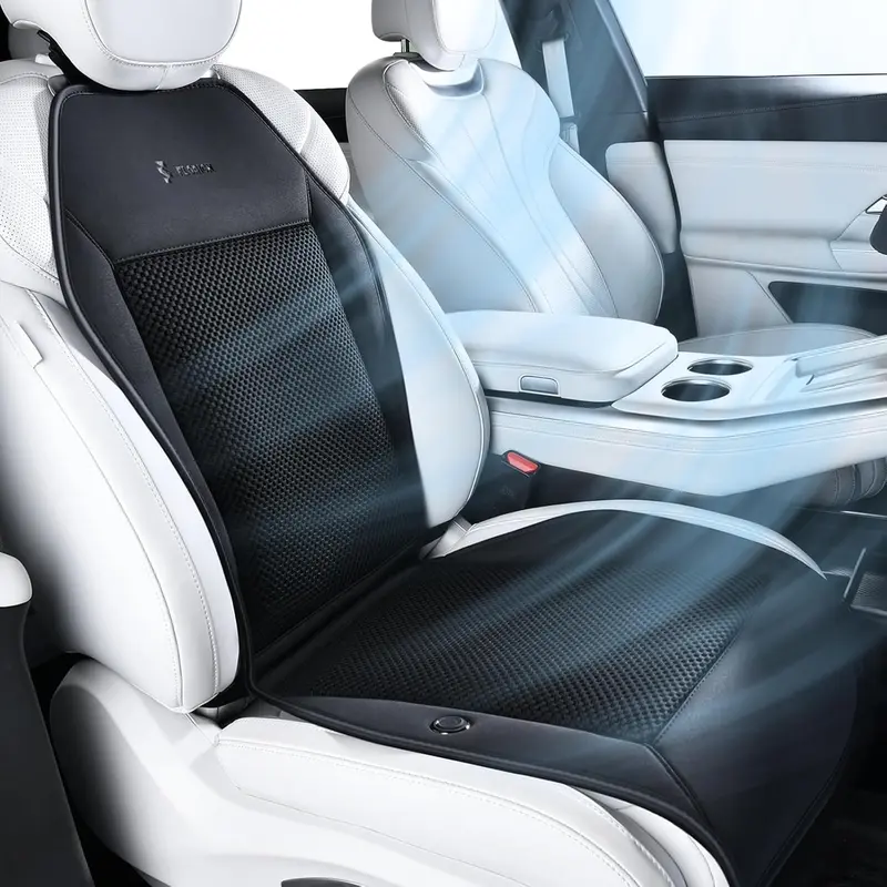Coverado Gray Upgraded L-Shape Automotive Seat Covers - 8 Turbo Fans Ventilated Cooling Seat Cushion, 12V-24V Plug-In, 3-Speed Blowing&Suction, Universal Fit, Natural Summer Driving Refreshment, Car Interior Auto Accessories