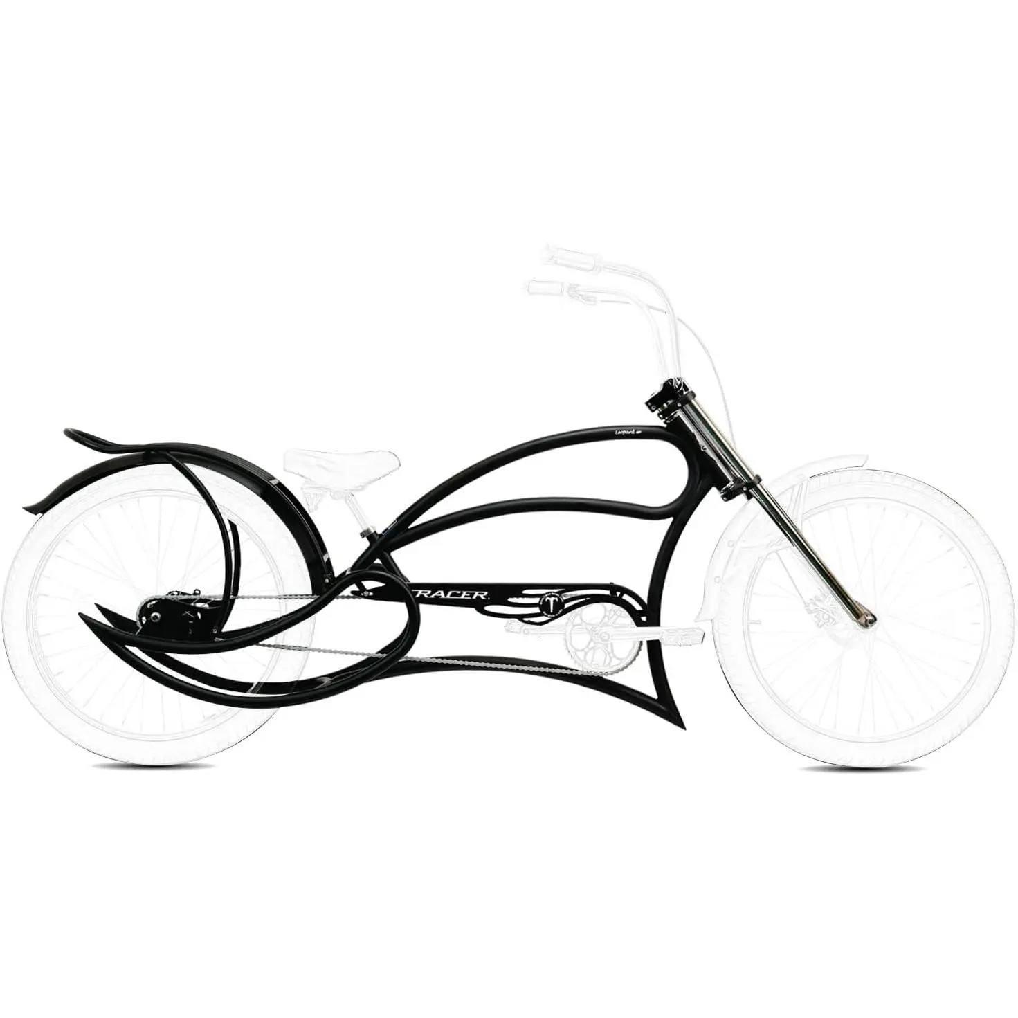 Tracer FM-LEOPARD 26" Cruiser Bike Frame, Stretch Steel Chopper EBike Frame Include Triple Tree Fork and Chain Guard Multiple Colour bikeaccessories bicycleaccessories