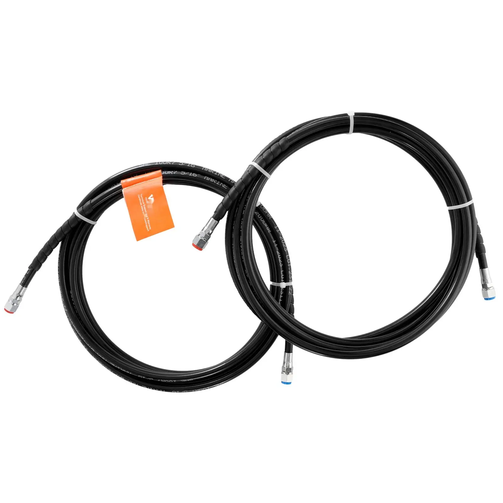 Outboard Hydraulic Steering Hose Kit, 20 Ft Length, 2-Piece Leak-Proof TPEE Hoses for Marine Boat Steering, Replacement Assembly for Outboard Systems Up to 300 HP, High-Pressure, Weather-Resistant Marine Hose Set