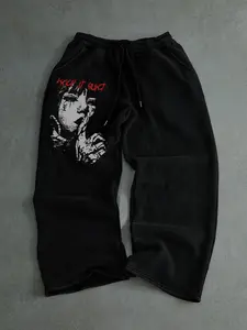 Keep It Quiet Dark Portrait Print Sweatpants, Comfortable and Stylish, Casual Fitted Pants for All Seasons, Wide Pairing Options